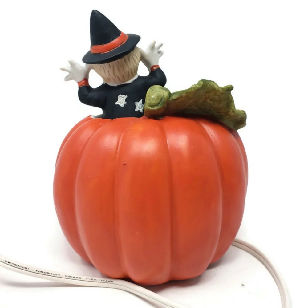Vintage Halloween Witch in a Pumpkin Night Light
